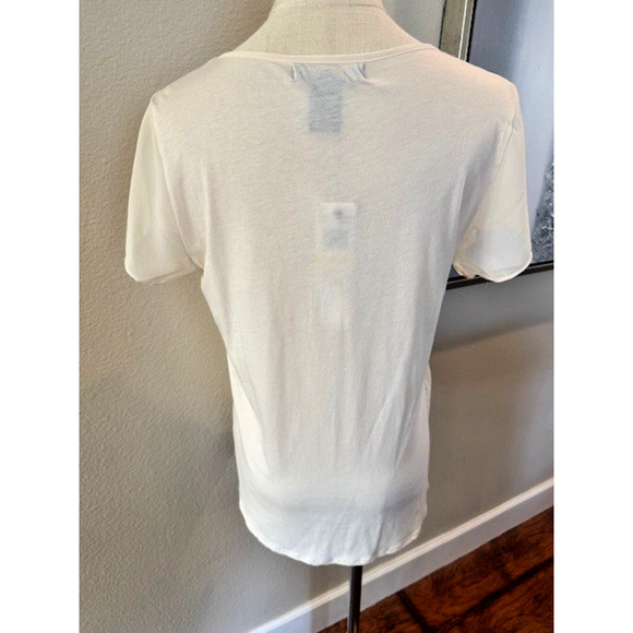 Calvin Klein Women Layered Silver Sequin Ivory Off White T-shirt Sz Medium NEW!! - Picture 3 of 12